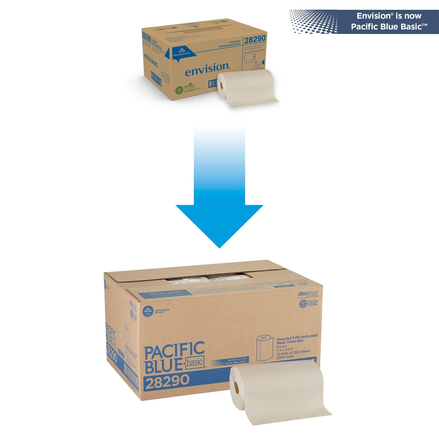 Georgia-Pacific Blue Select 2-Ply Perforated Paper Towel Rolls, 27385, 85 Sheets Per Roll, 30 Rolls Per Case