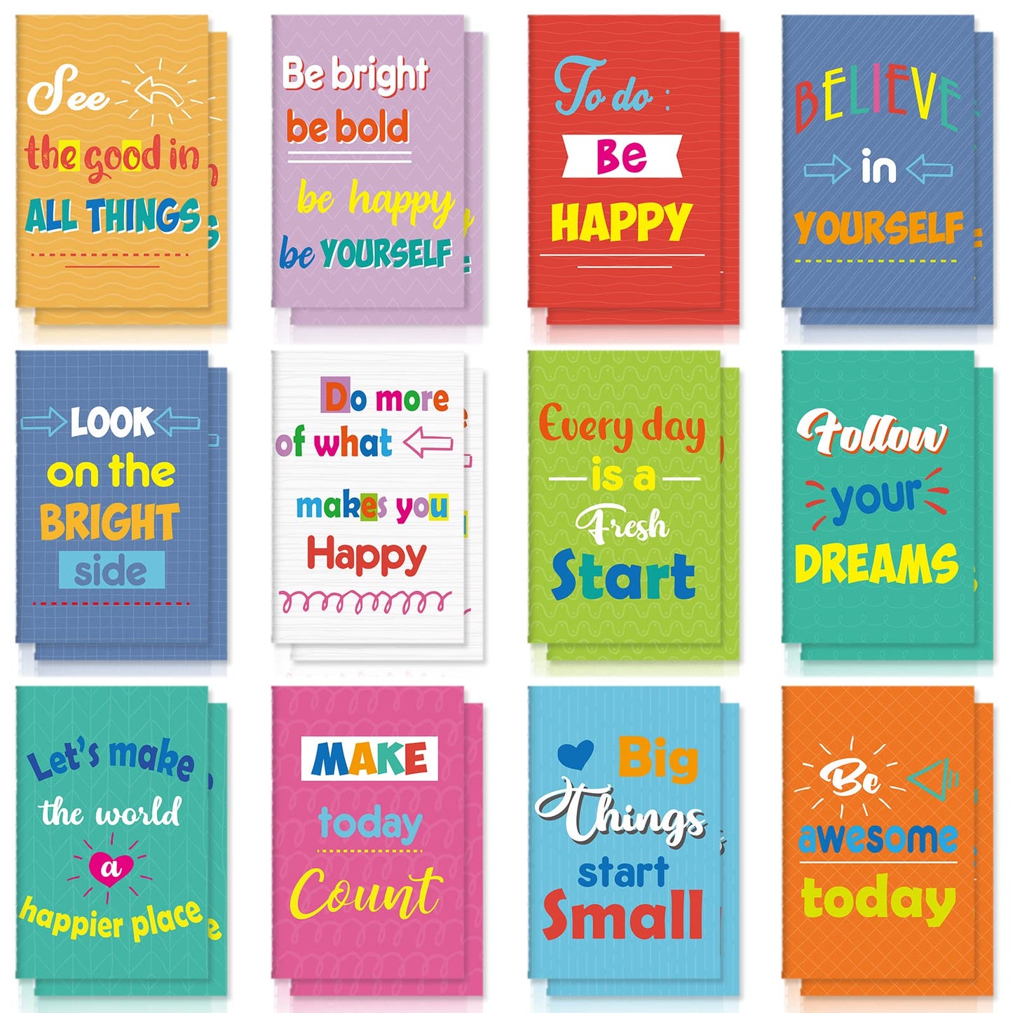 Zonon 24 Pcs Mini Colorful Notebooks Bulk Gifts, Funny Motivational Journals Notepads Inspirational Notepads Small Pocket Notebook Teacher Office Prizes Travel(Motivational Style)