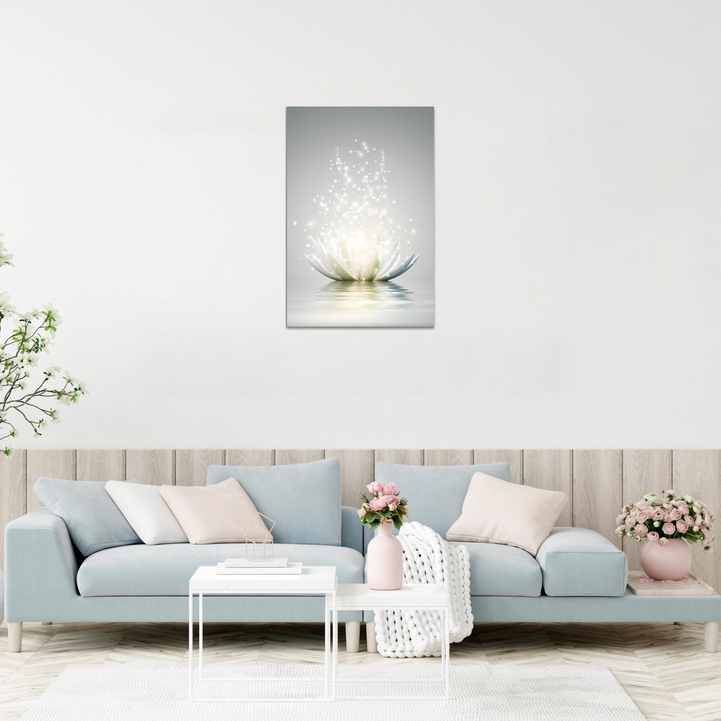 Impressions sur toile Art Lotus Floral Pictures Art mural pour décoration de bureau zen Affiche de méditation Peinture d'art moderne encadrée prête à accrocher (12x16 pouces) 