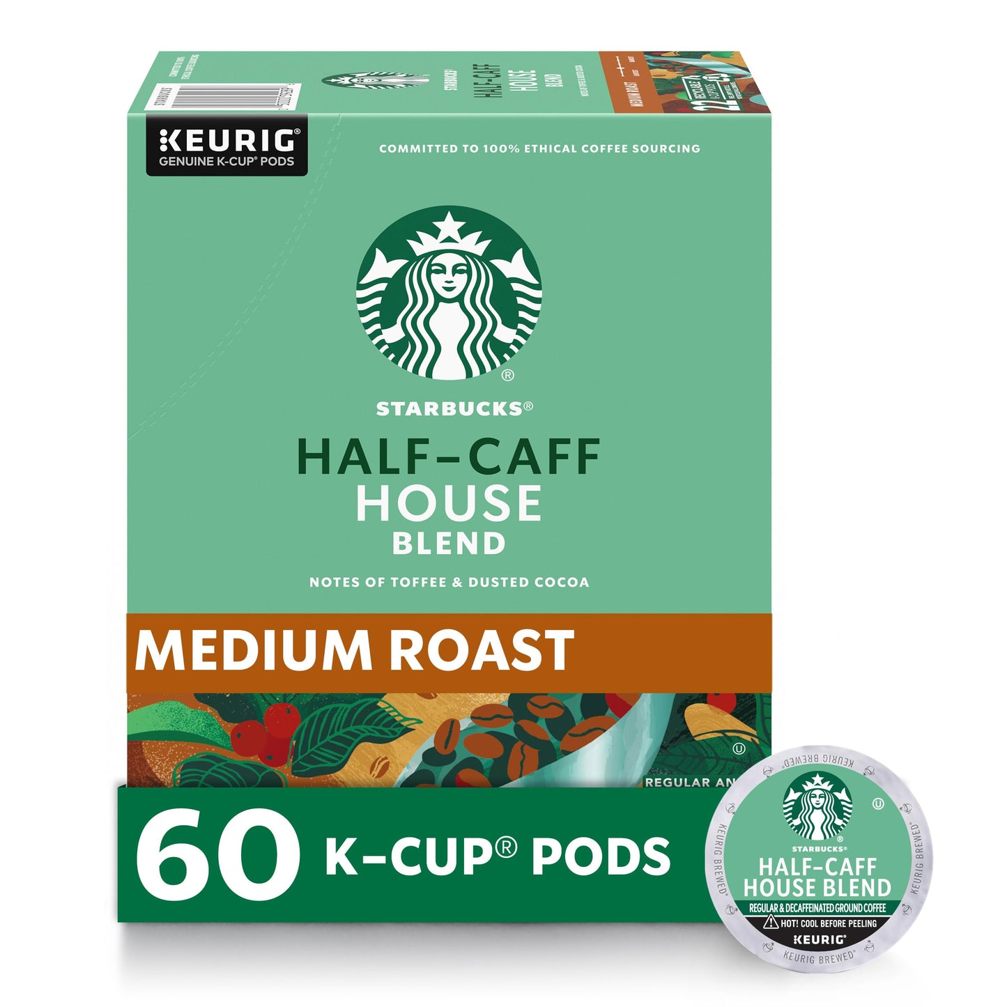 Capsules de café Starbucks K-Cup, pack de variétés de café naturellement aromatisé pour les cafetières Keurig, 100 % arabica, 1 boîte (40 capsules) 