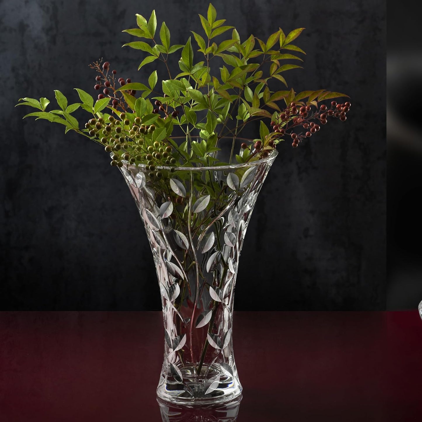 Vase en cristal Laurus de Lorren Home Trends 11" - Fabriqué en Italie 