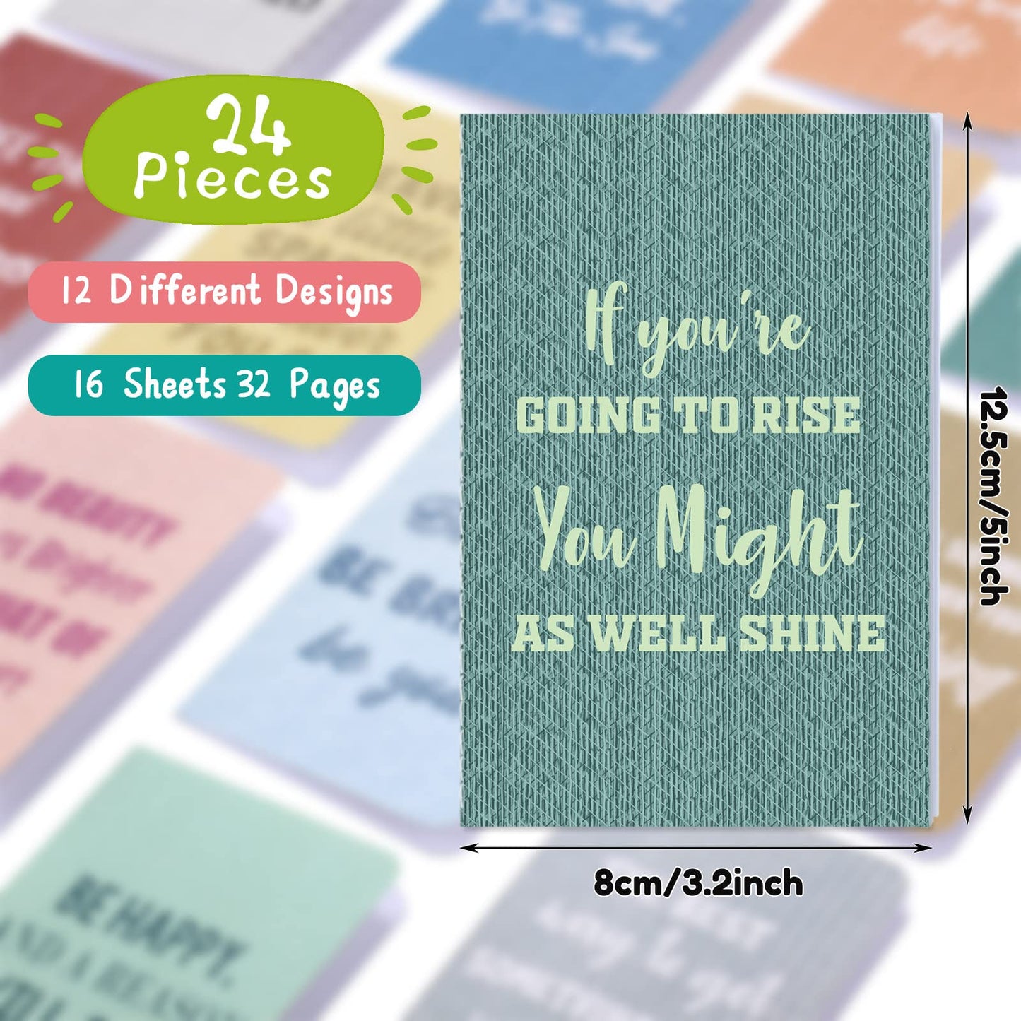 Zonon 24 Pcs Mini Colorful Notebooks Bulk Gifts, Funny Motivational Journals Notepads Inspirational Notepads Small Pocket Notebook Teacher Office Prizes Travel(Motivational Style)