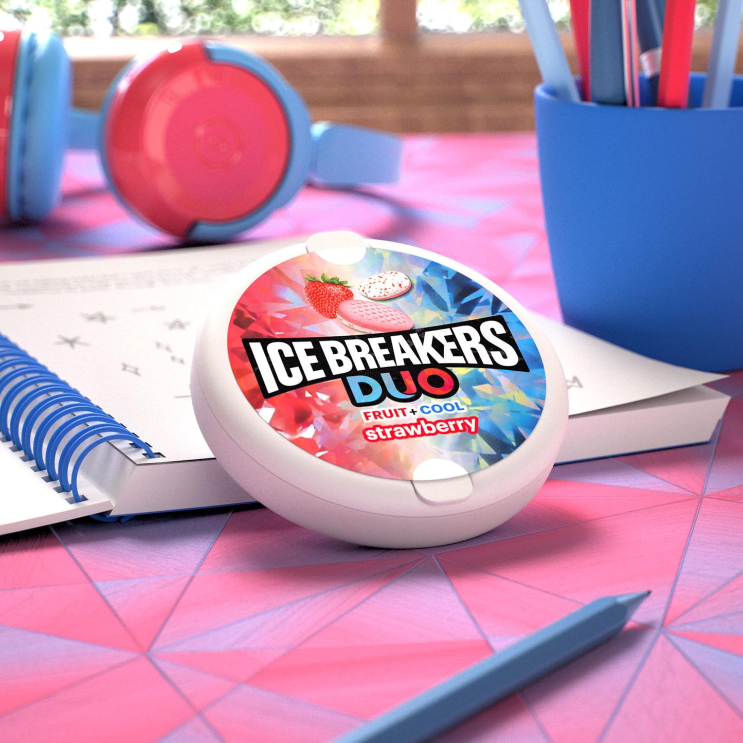 Ice Breakers Duo Fruit Plus Cool Cherry Sugar Free Mints Tins, 1.3 oz (8 Count)