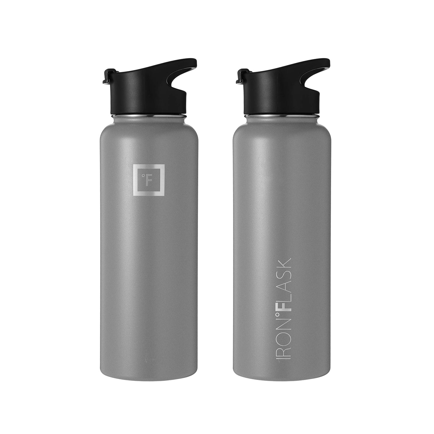 IRON °FLASK Camping & Hiking Hydration Flask with 3 Lids - Stainless Steel, Double Walled & Vacuum Insulated Water Bottle - Leak Proof & BPA Free (Dark Night, Straw - 32 oz)