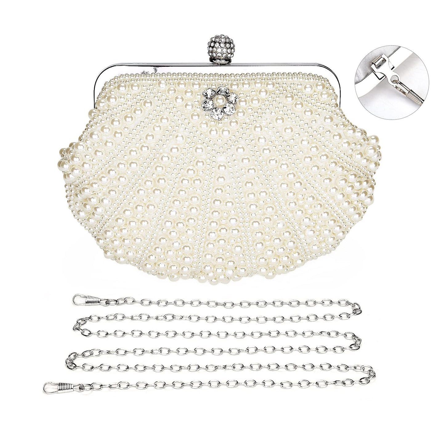 Pochette en perles pour femmes UBORSE Sac de soirée en perles de cristal noble Pochette de mariage avec chaîne en perles