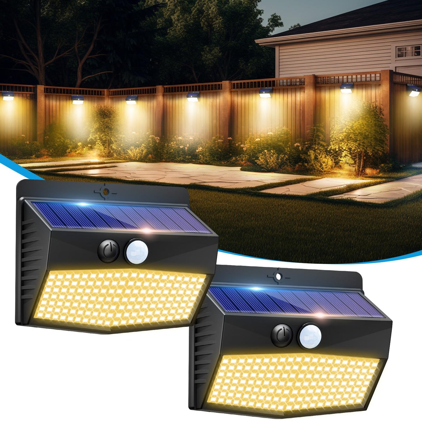2-Pack Solar Security Lights – Motion Sensor, Waterproof
