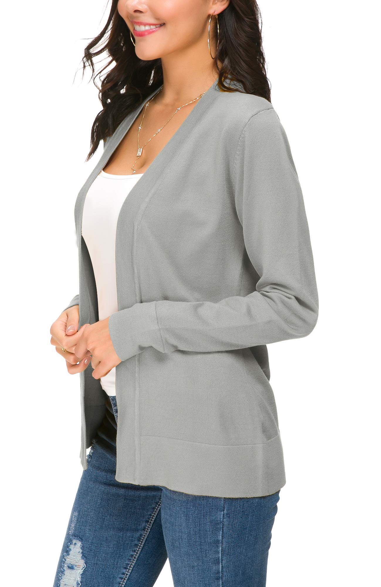 Cardigan en tricot ouvert sur le devant pour femme, manteau à manches longues