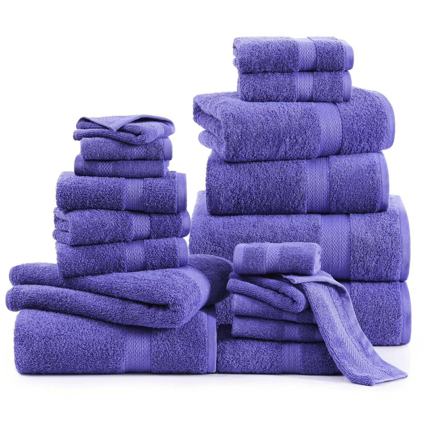 LANE LINEN 24 Piece Bathroom Towels Set - 100% Cotton Bath Towel Sets, 4 Bath Towels Extra Large, 2 Bath Sheets, 6 Hand Towels for Bathroom, 8 Face Wash Cloth, 4 Fingertip Towels - White Towels