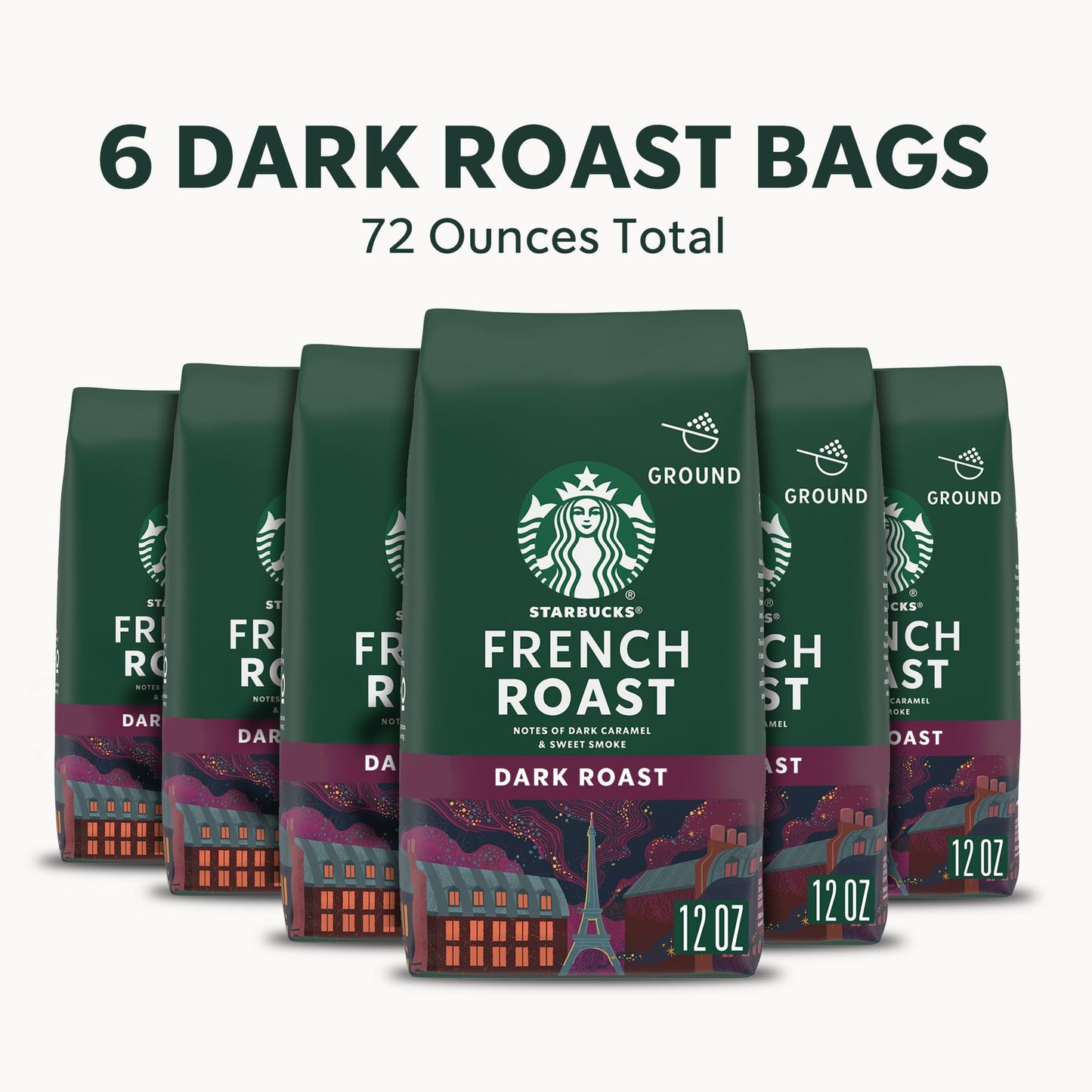 Starbucks Ground Coffee, Dark Roast Coffee, French Roast, 100% Arabica, 1 bag (28 oz)