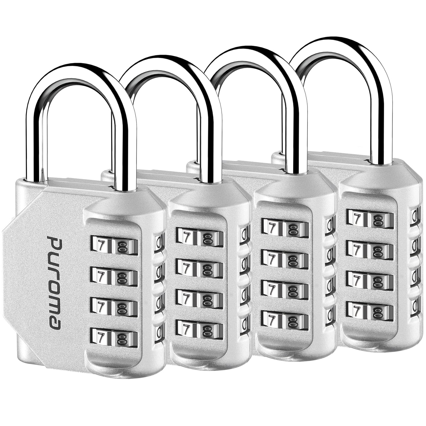 Puroma Lot de 4 cadenas à combinaison à 4 chiffres pour casier de salle de sport, casier de sport, clôture, boîte à outils, portail, étui, rangement à moraillon (vert) 