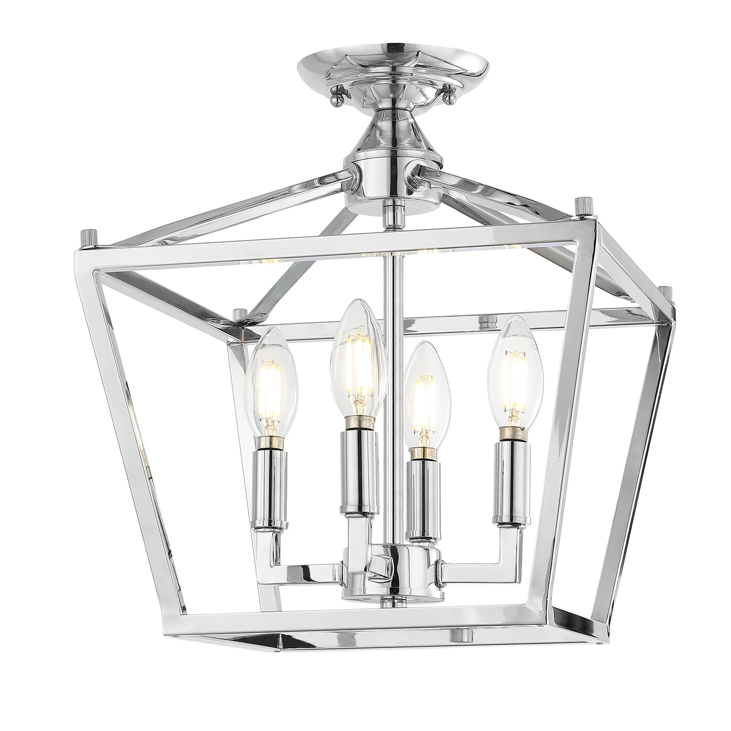 JONATHAN Y JYL7610A Plains Mini Lantern 12" 4-Light Iron Modern Farmhouse LED Flush Mount, Rustic, Industrial, Dimmable, 2700K Cozy Warm Light Kitchen, Hallway, Bathroom, Stairwell, Oil Rubbed Bronze