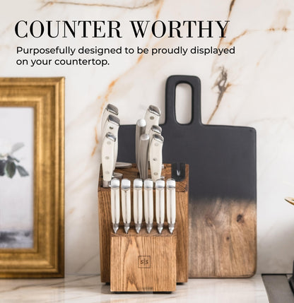 Copper Knife Set with Block - 14 PC Self Sharpening Knife Block Set