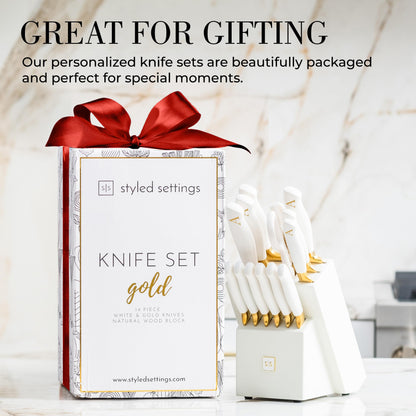 Copper Knife Set with Block - 14 PC Self Sharpening Knife Block Set