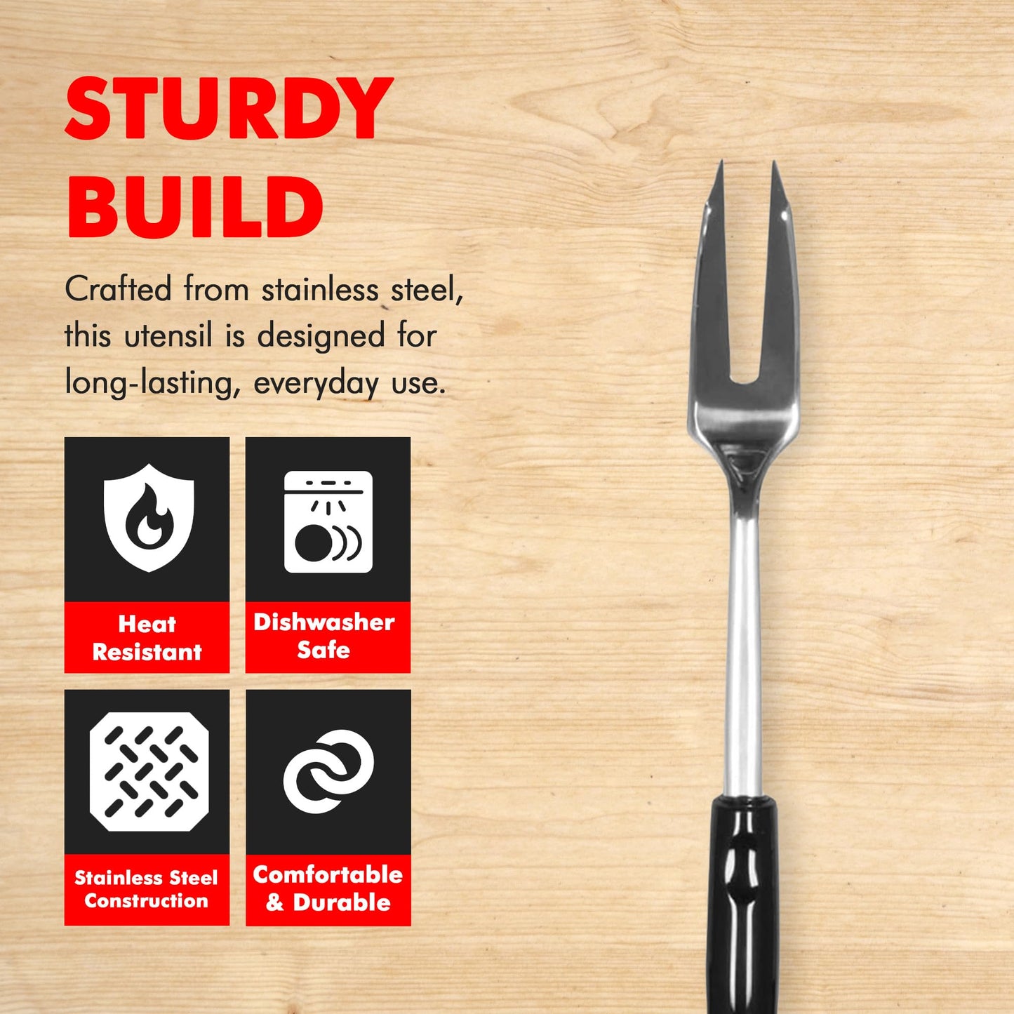 Ensemble d'ustensiles et d'outils de cuisine robustes Chef Craft, 6 pièces, acier inoxydable 