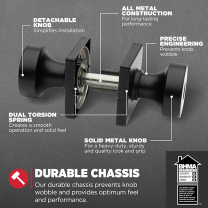 Entry Door Knob with Lock and Key, Keyed Exterior Door Handle with SmartKey Rekey Security, Pick Resistant