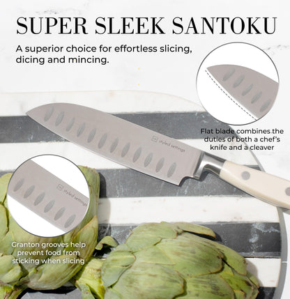 Copper Knife Set with Block - 14 PC Self Sharpening Knife Block Set