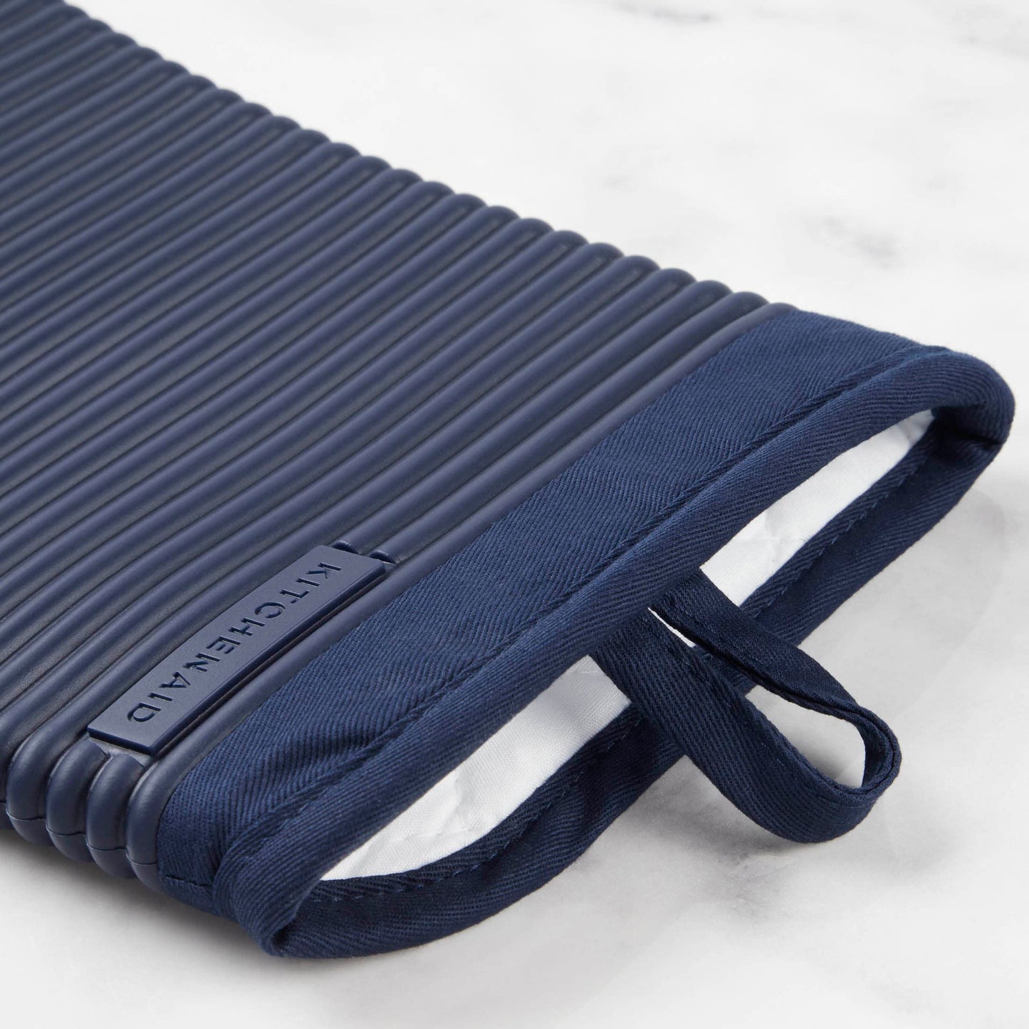 KITCHENAID Ribbed Soft Silicone Oven Mitt 2-Pack Set, Matte Black, 7.5"x13"