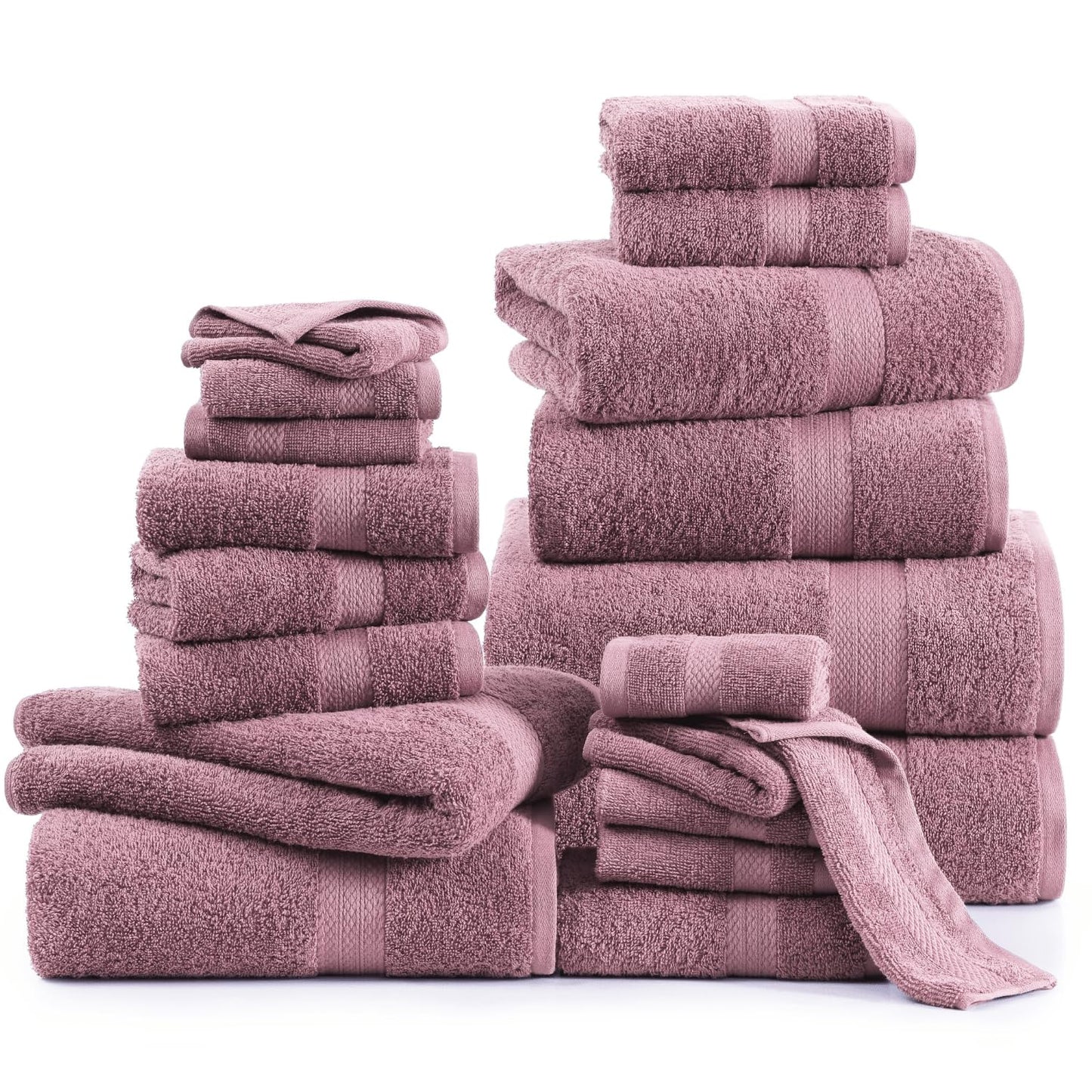 LANE LINEN 24 Piece Bathroom Towels Set - 100% Cotton Bath Towel Sets, 4 Bath Towels Extra Large, 2 Bath Sheets, 6 Hand Towels for Bathroom, 8 Face Wash Cloth, 4 Fingertip Towels - White Towels