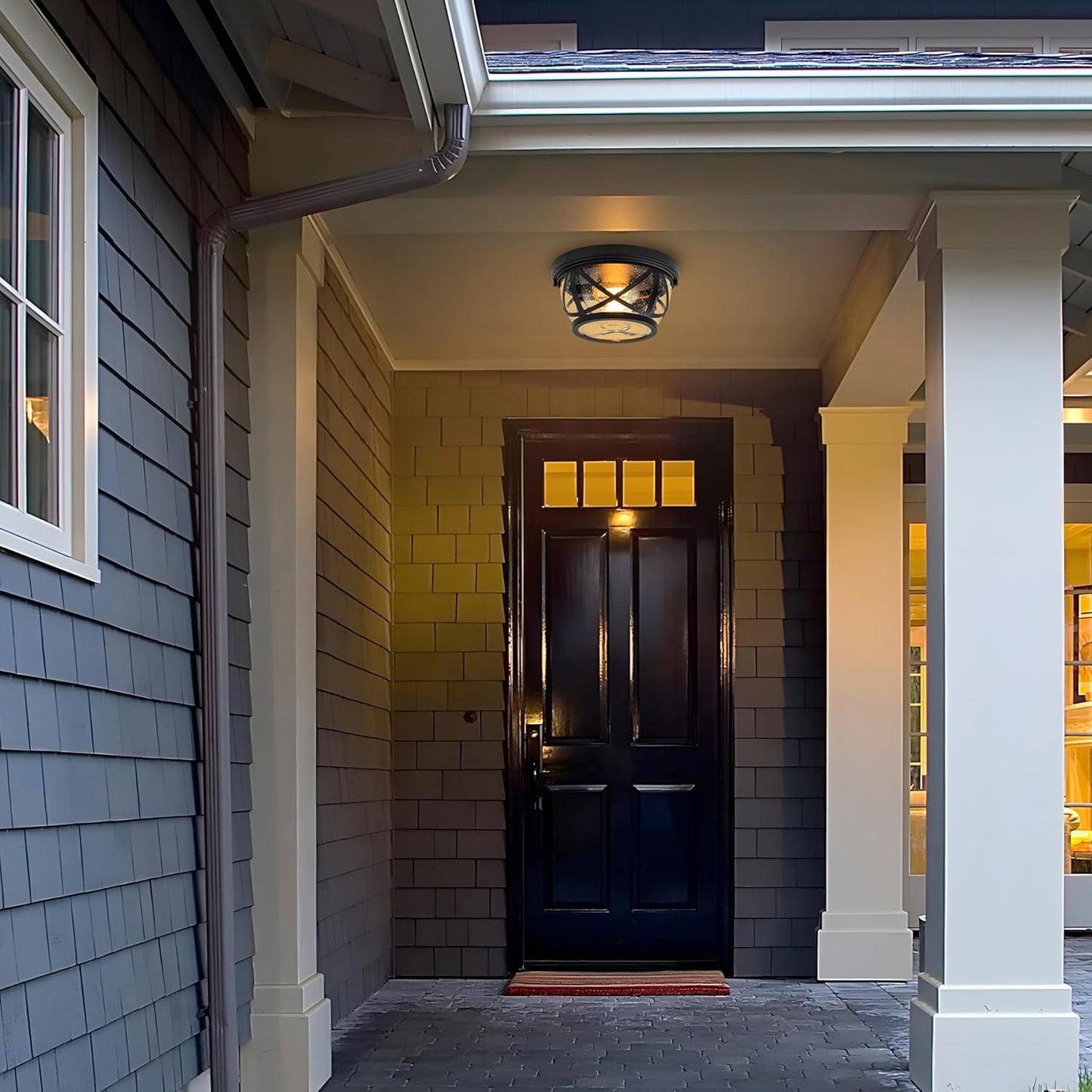 Flush Mount Ceiling Light – Seeded Glass Design