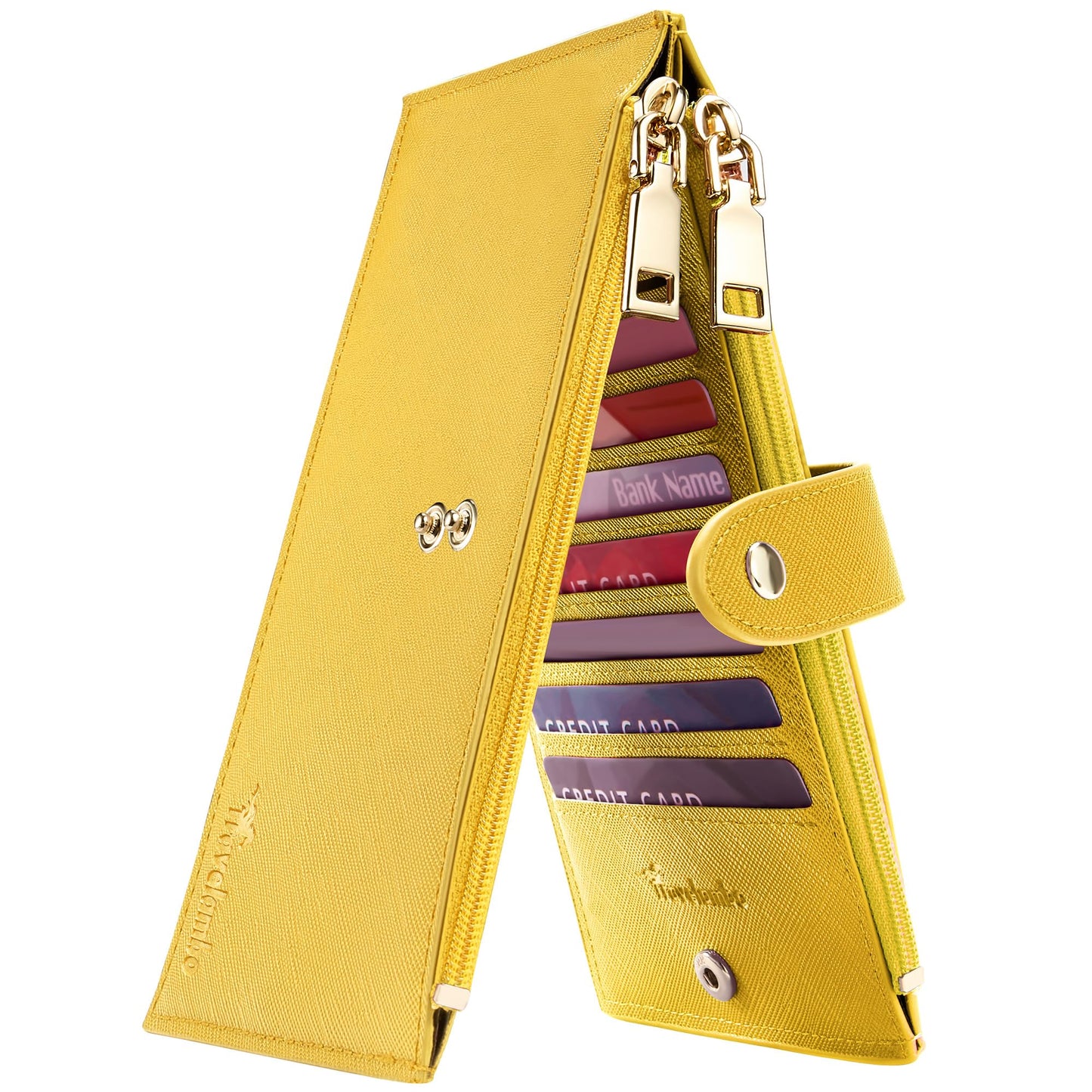 Travelambo RFID Wallet Women Large Size Bifold Multi Card Wallet Case with Zipper Pocke Credit Card Holder for Women