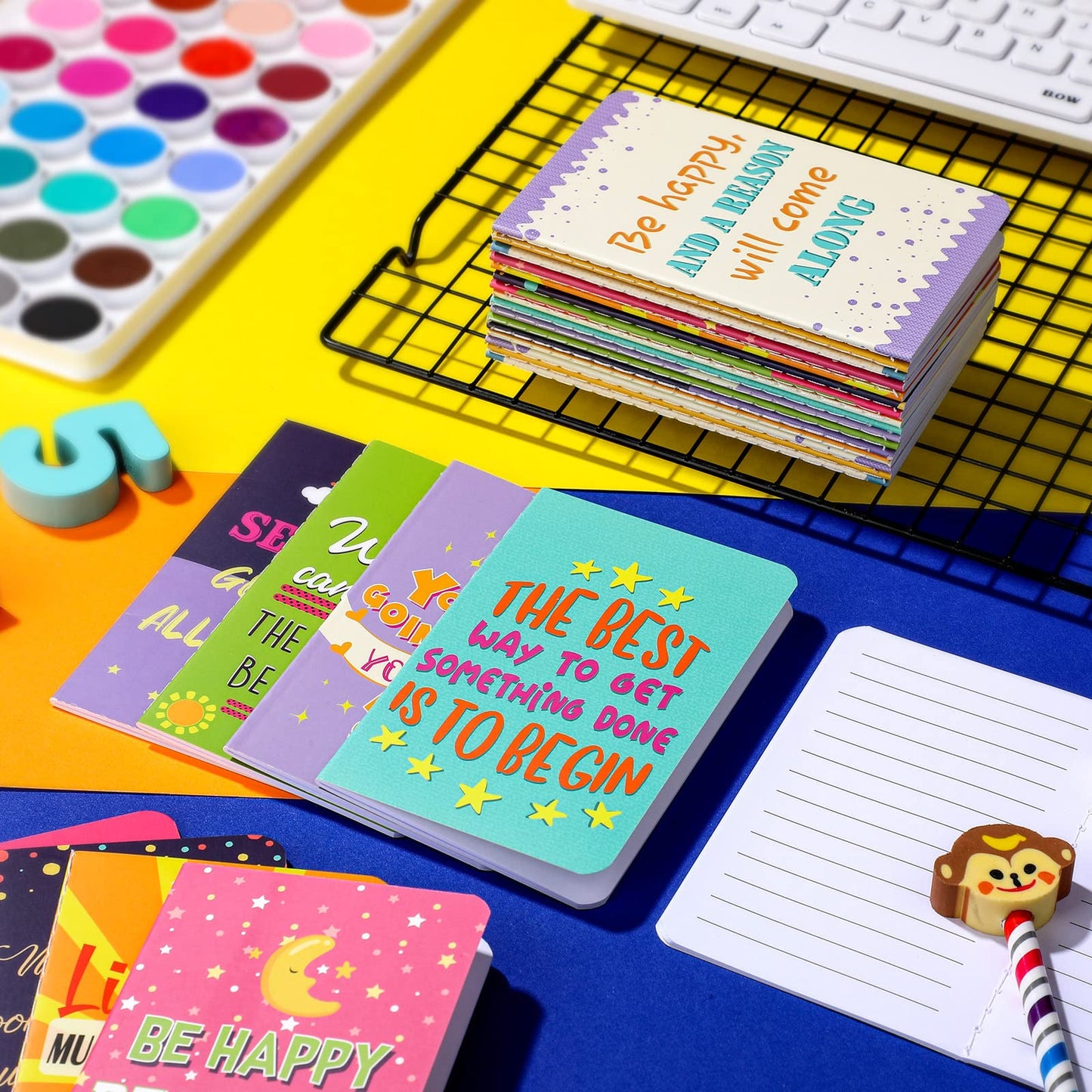 Zonon 24 Pcs Mini Colorful Notebooks Bulk Gifts, Funny Motivational Journals Notepads Inspirational Notepads Small Pocket Notebook Teacher Office Prizes Travel(Motivational Style)