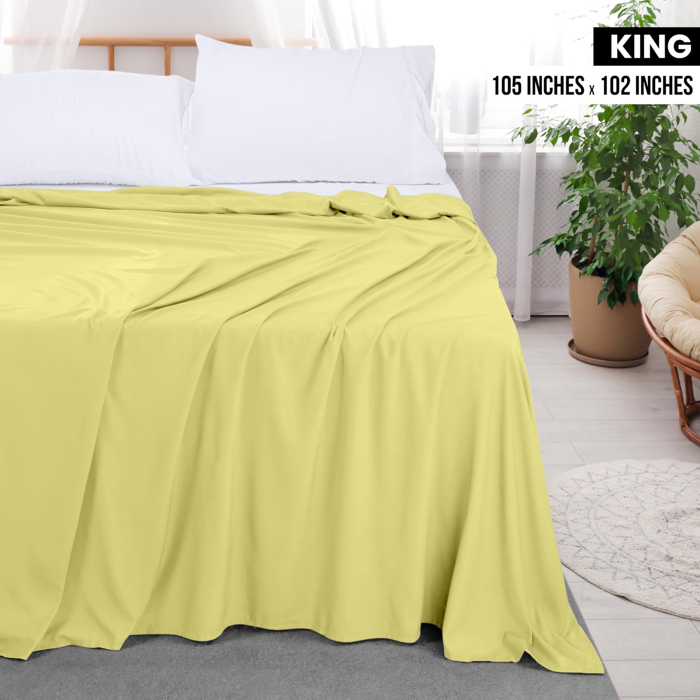 Draps plats Utopia Bedding - Lot de 6 - Tissu en microfibre brossé doux - Draps supérieurs résistants au rétrécissement et à la décoloration - Entretien facile (Queen, Blanc) 