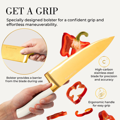 Copper Knife Set with Block - 14 PC Self Sharpening Knife Block Set