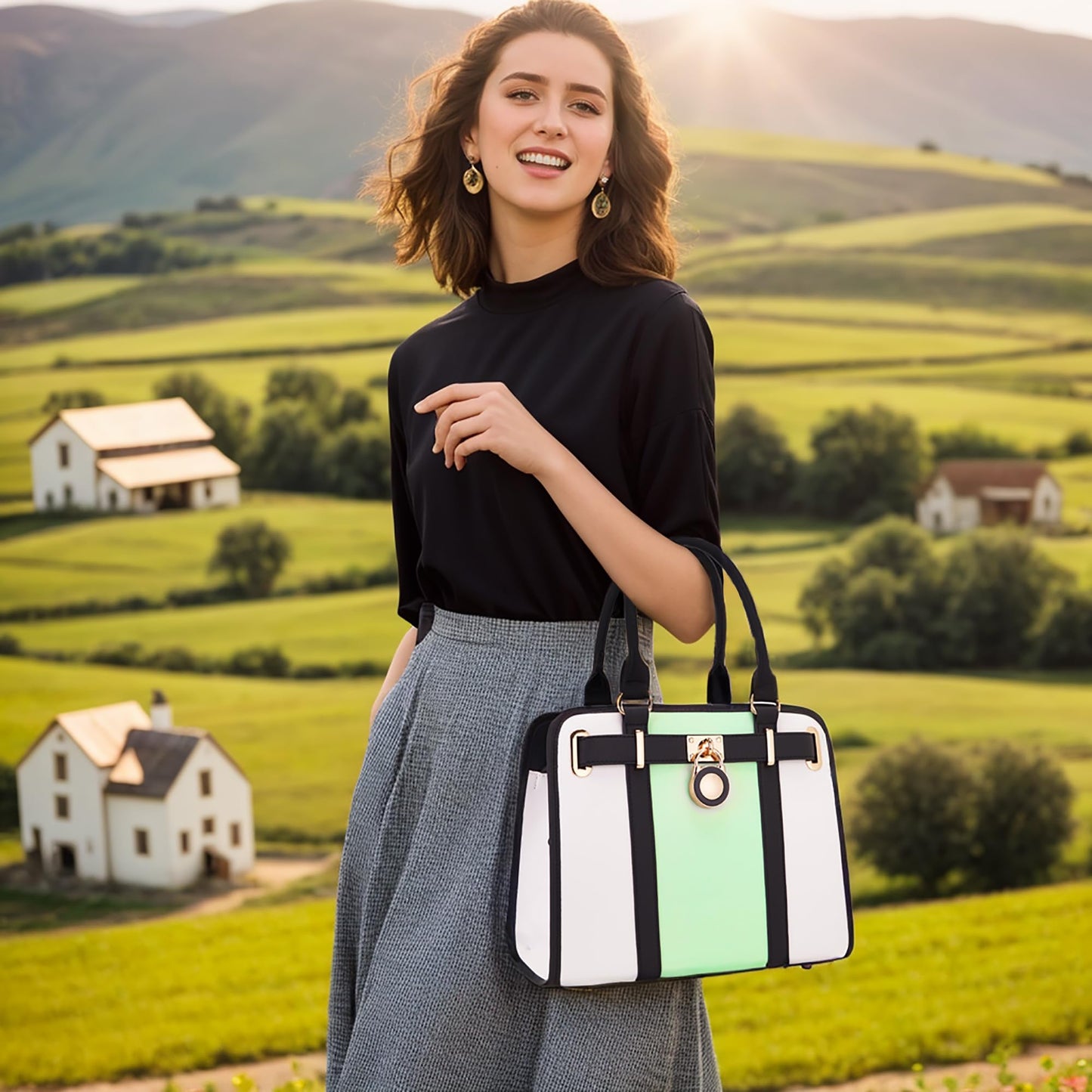 Handtaschen-Sets für Damen, Schultertaschen mit Griff oben, Arbeitstasche, Tragetasche, Geldbörsen-Set mit passender Geldbörse, 2-teilig 