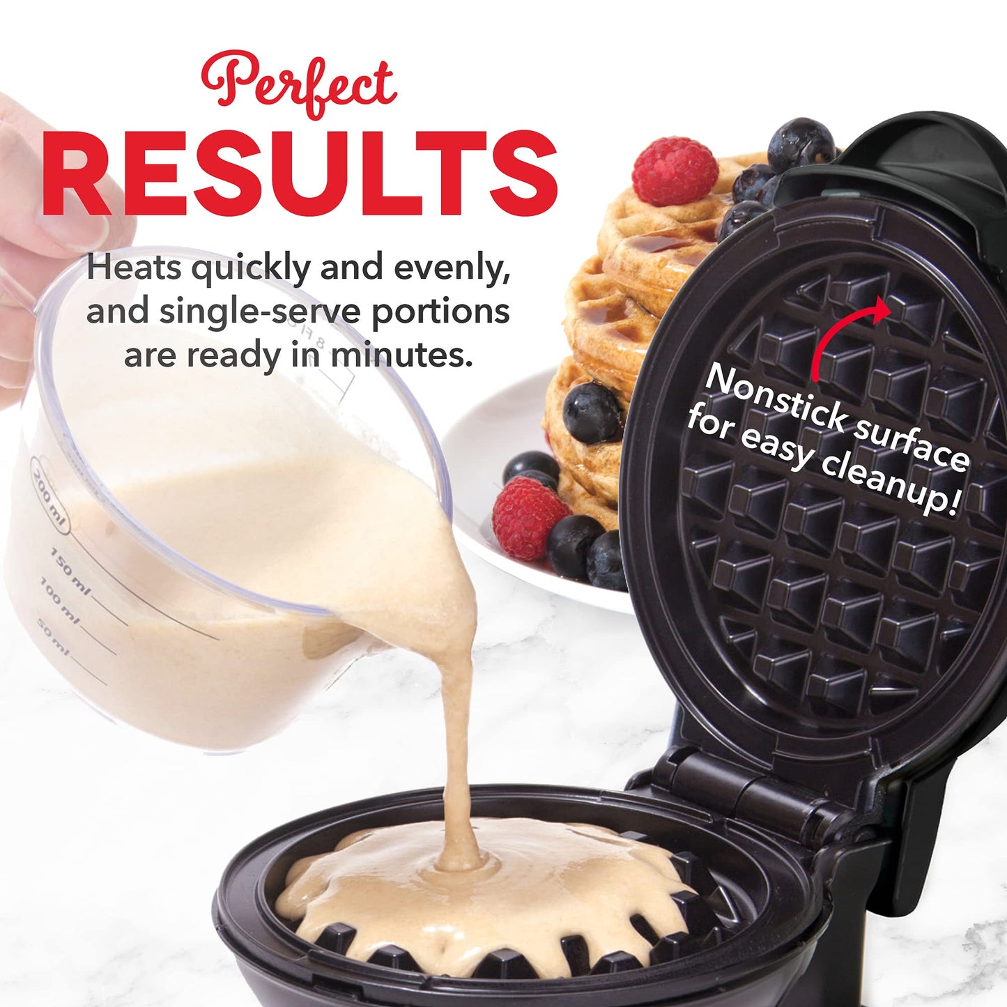 DASH Mini Maker for Individual Waffles, Hash Browns, Keto Chaffles with Easy to Clean, Non-Stick Surfaces, 4 Inch, White Pineapple