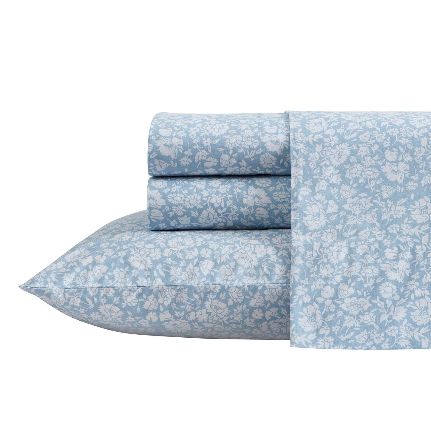 Laura Ashley - Sheet Set, Breathable Cotton Percale Bedding with Matching Pillowcases, Soft Home Decor