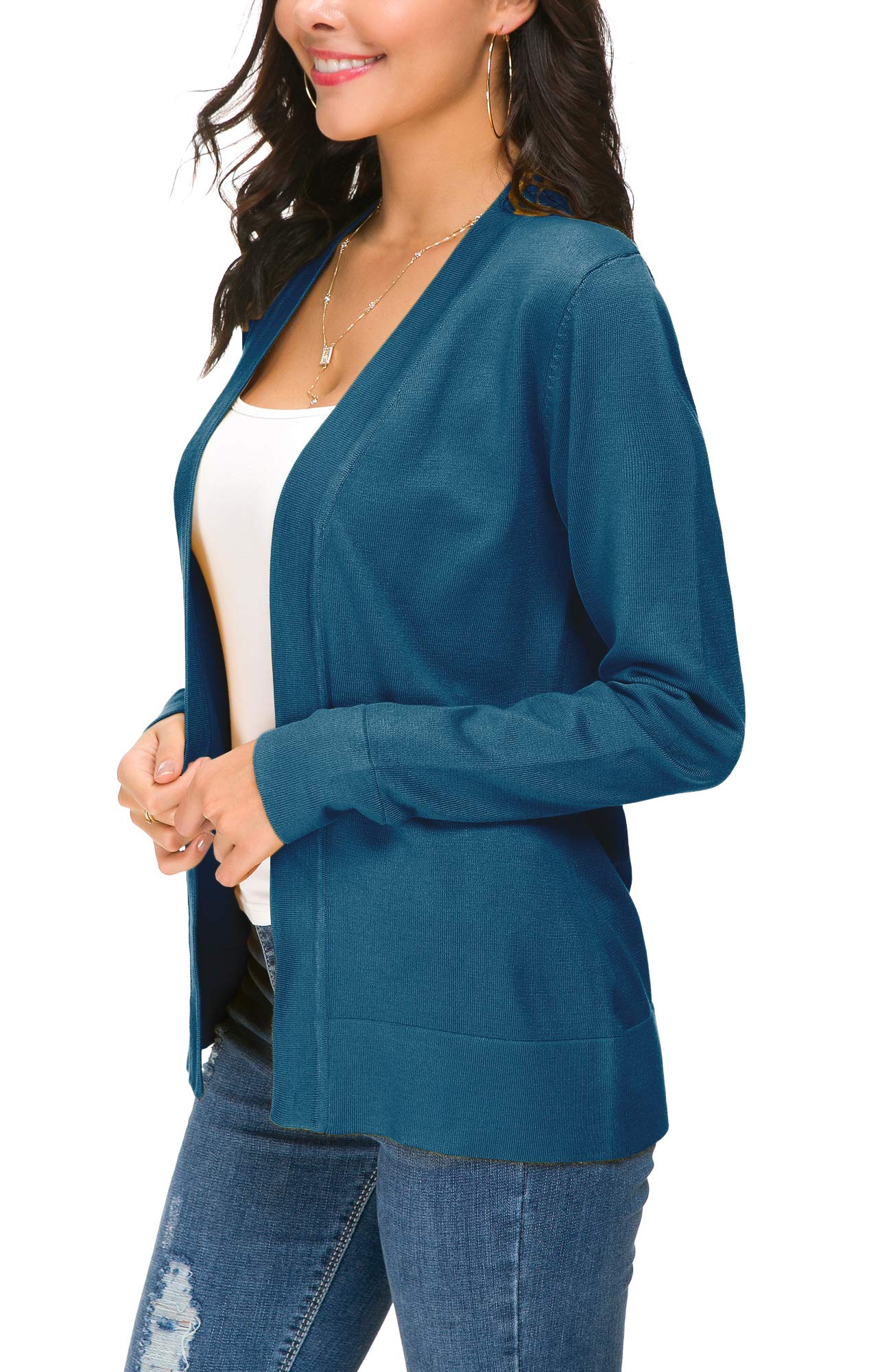 Cardigan en tricot ouvert sur le devant pour femme, manteau à manches longues