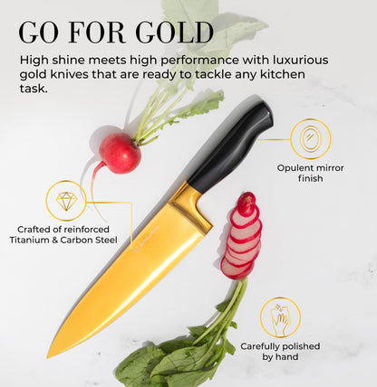 Copper Knife Set with Block - 14 PC Self Sharpening Knife Block Set