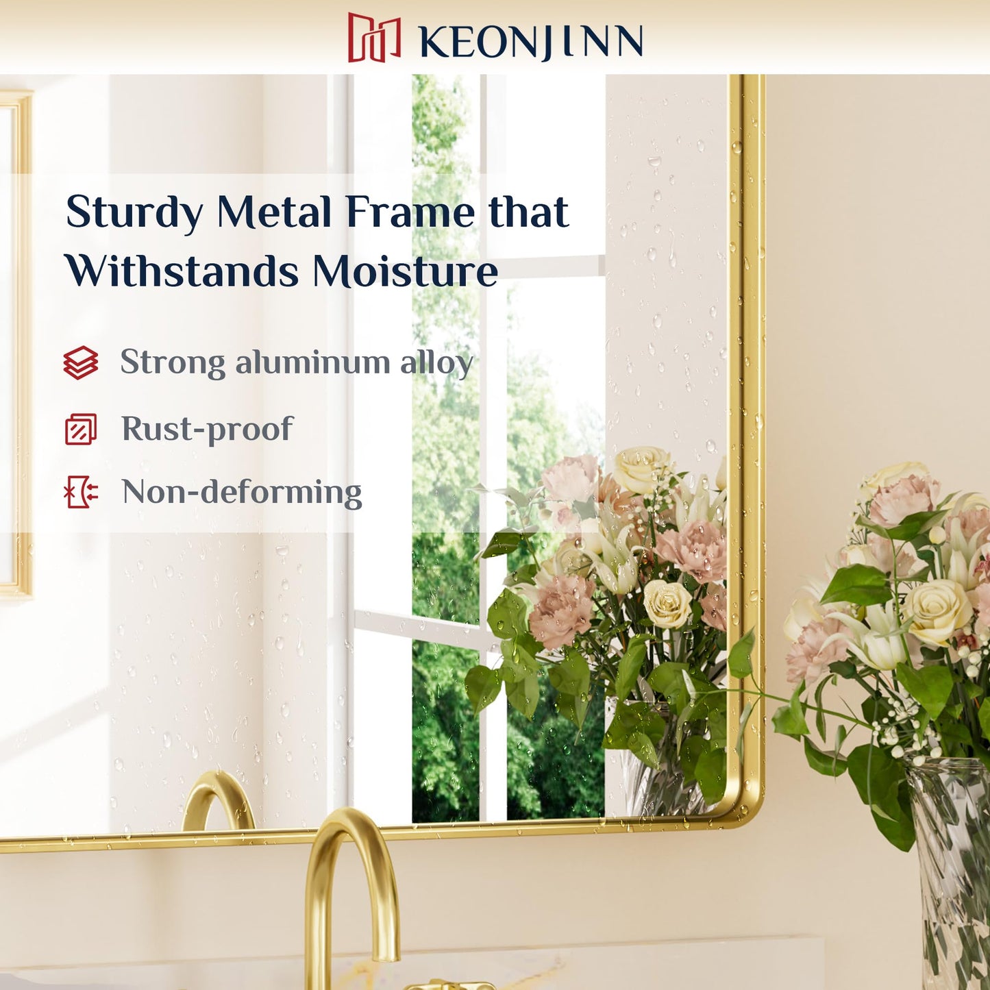 Keonjinn Black Mirror for Bathroom Sink, 24 x 30 Inch Sandblasted Finish Aluminum Wall Mirrors, Matte Black Rectangle Farmhouse Mirror with Shatterproof HD Tempered Glass, Anti-Rust Metal Frame