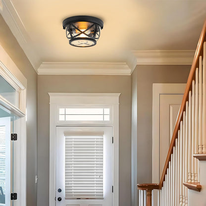 Flush Mount Ceiling Light – Seeded Glass Design