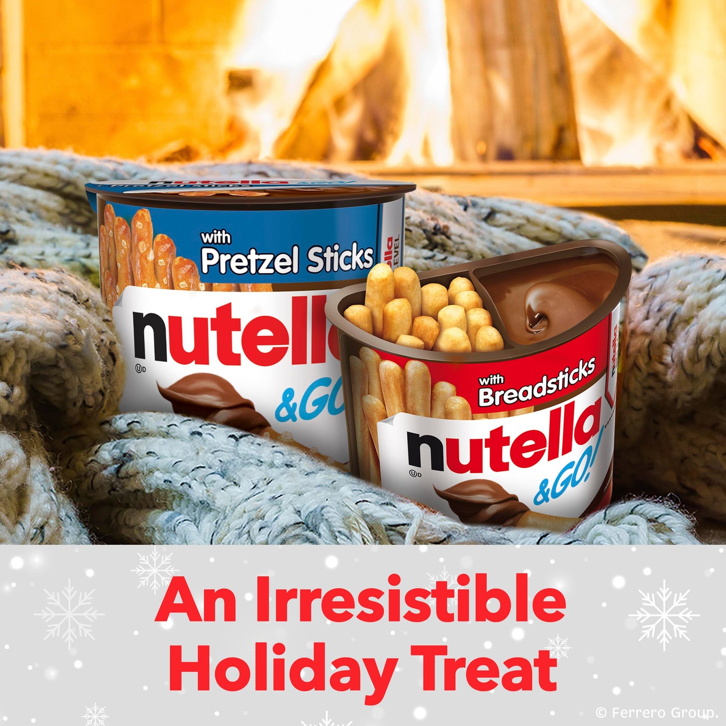 Nutella &amp; GO! Großpackung mit 12 Stück, Haselnuss- und Kakaoaufstrich mit Brotstangen, kleine Geschenke für den Weihnachtsstrumpf, Snackbecher, je 1,8 oz 