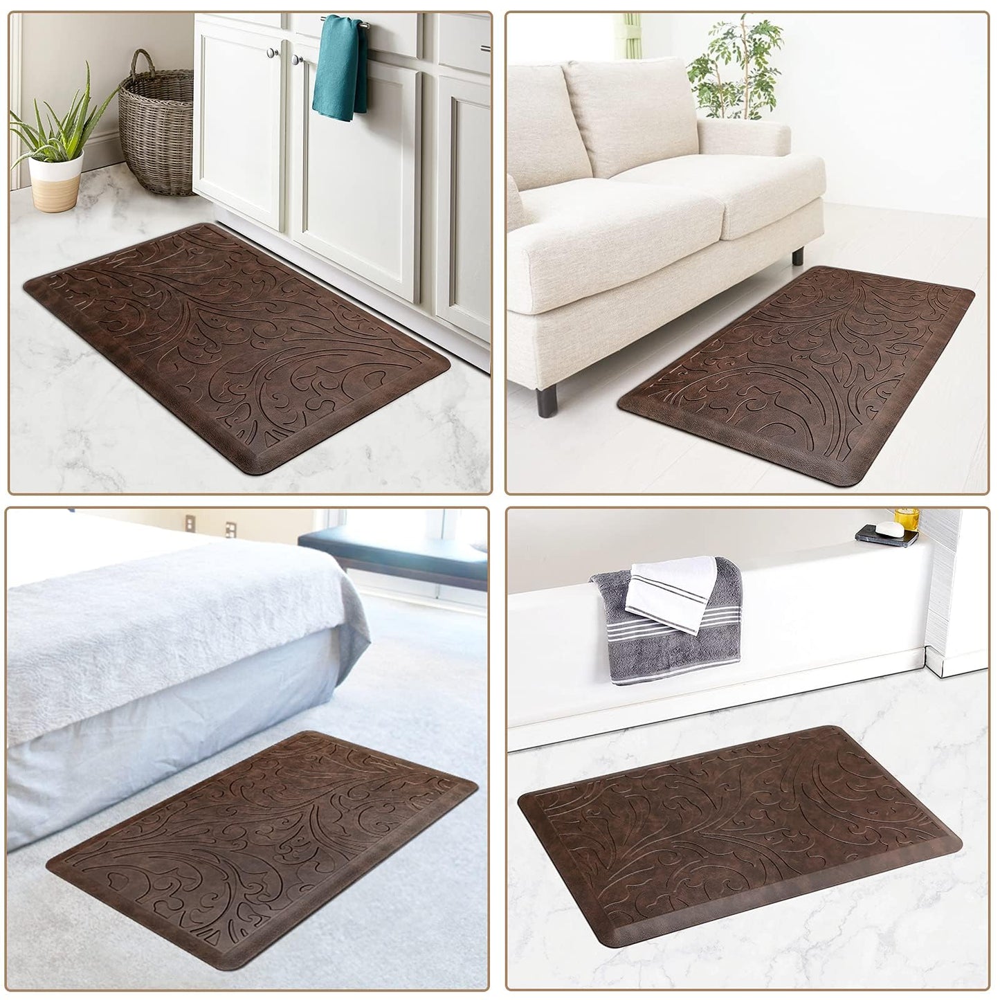 KMAT Tapis de cuisine rembourré anti-fatigue, imperméable, antidérapant, ergonomique, confortable, pour la maison, le bureau, l'évier, la buanderie, le bureau, 43,9 cm (l) x 71,1 cm (L), gris 