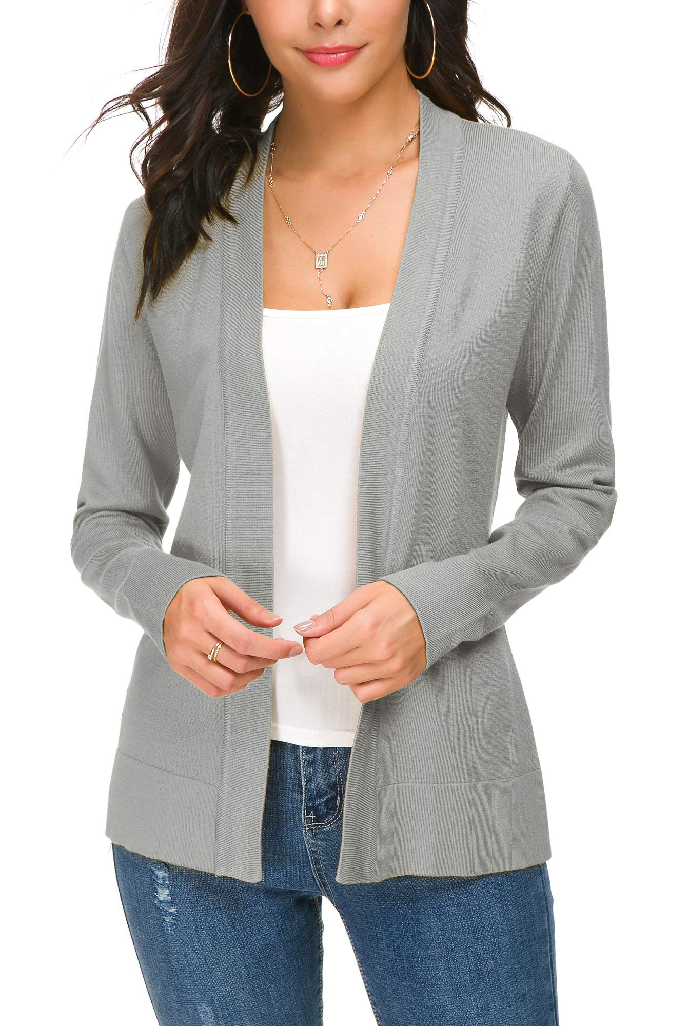 Cardigan en tricot ouvert sur le devant pour femme, manteau à manches longues