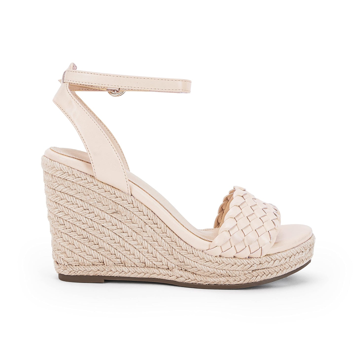 Coutgo Damen Plateau Keilsandalen Knöchelriemen Geflochtene Espadrille Schuhe