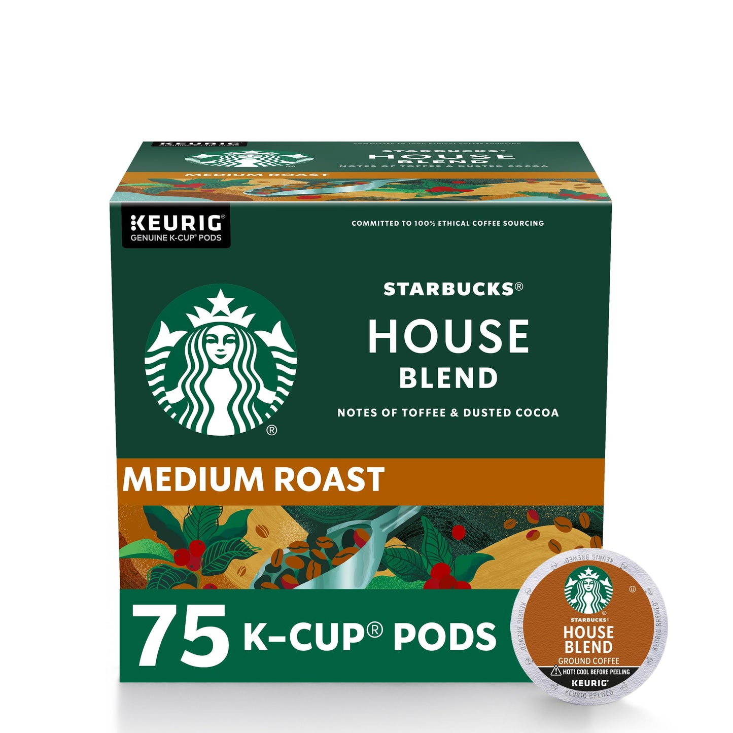 Capsules de café Starbucks K-Cup, pack de variétés de café naturellement aromatisé pour les cafetières Keurig, 100 % arabica, 1 boîte (40 capsules) 