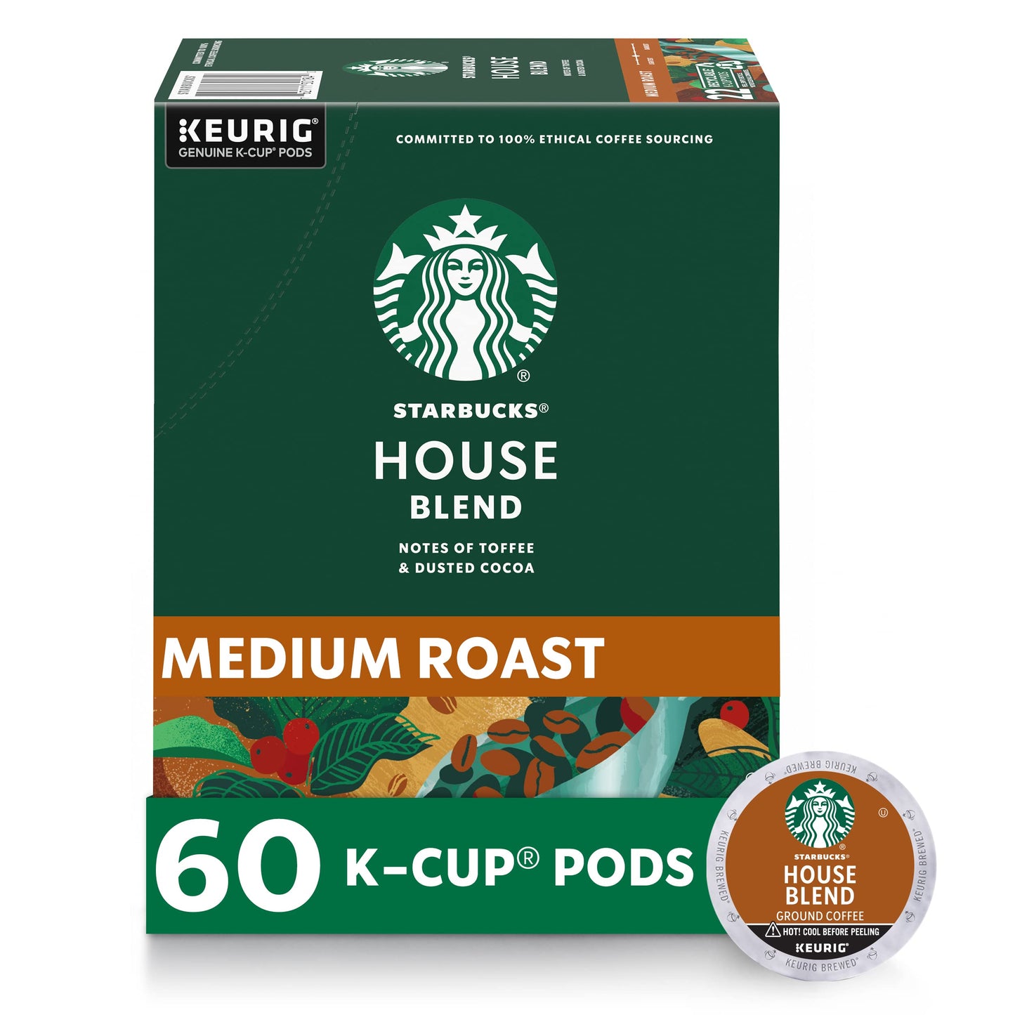 Capsules de café Starbucks K-Cup, pack de variétés de café naturellement aromatisé pour les cafetières Keurig, 100 % arabica, 1 boîte (40 capsules) 