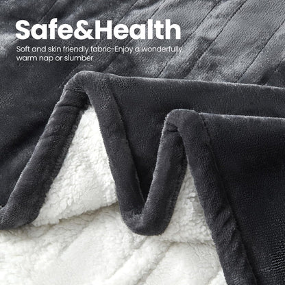 Luxe Heated Throw – 50x60 Ultra-Soft Sherpa & Flannel Electric Blanket (Gray)
