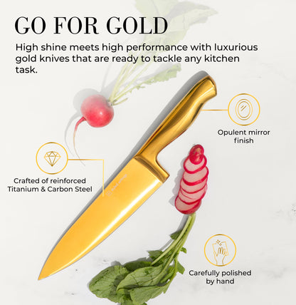 Copper Knife Set with Block - 14 PC Self Sharpening Knife Block Set
