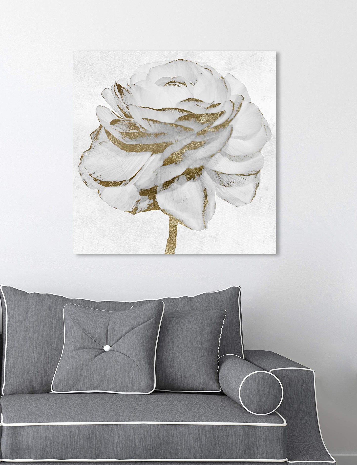 The Oliver Gal Artist Co. Floral Wall Art Canvas Prints 'White Gold Peony'