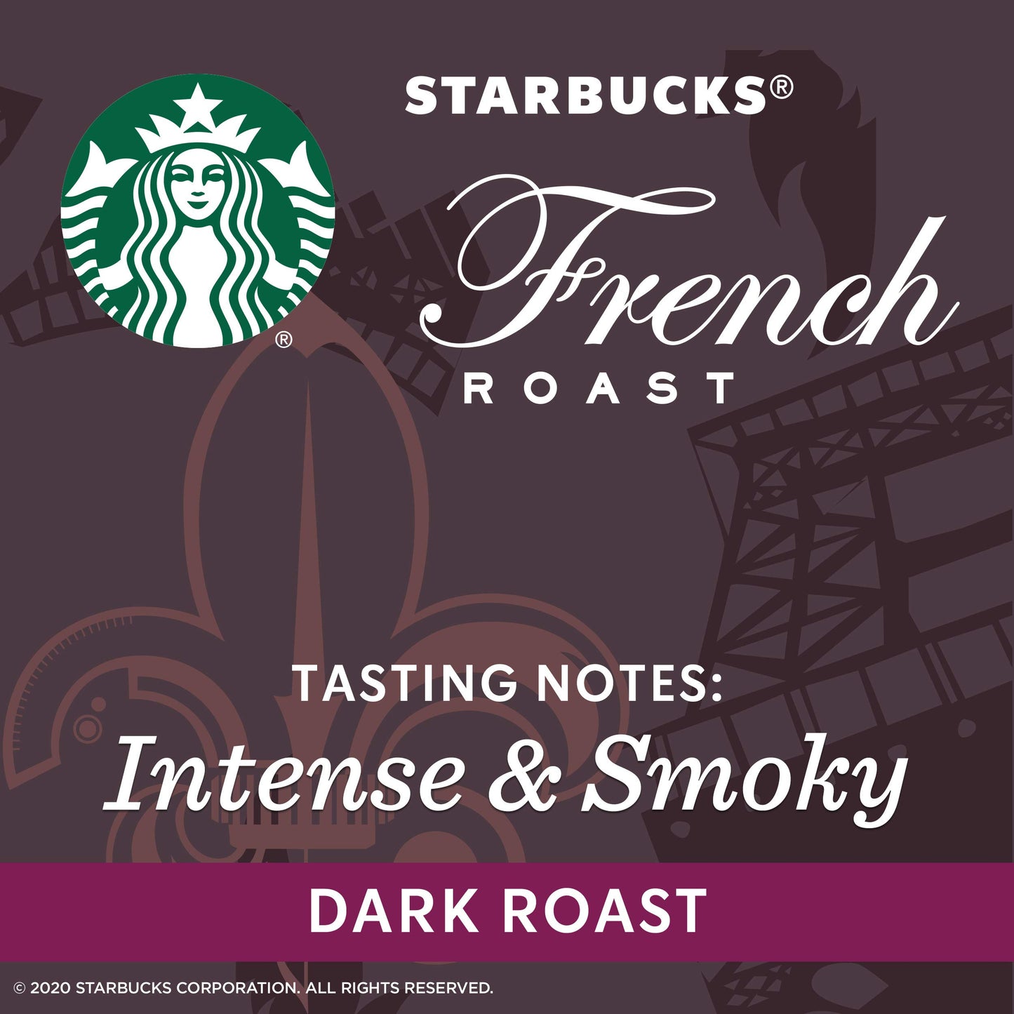 Café moulu Starbucks, café torréfié foncé, torréfaction française, 100 % arabica, 1 sac (28 oz) 