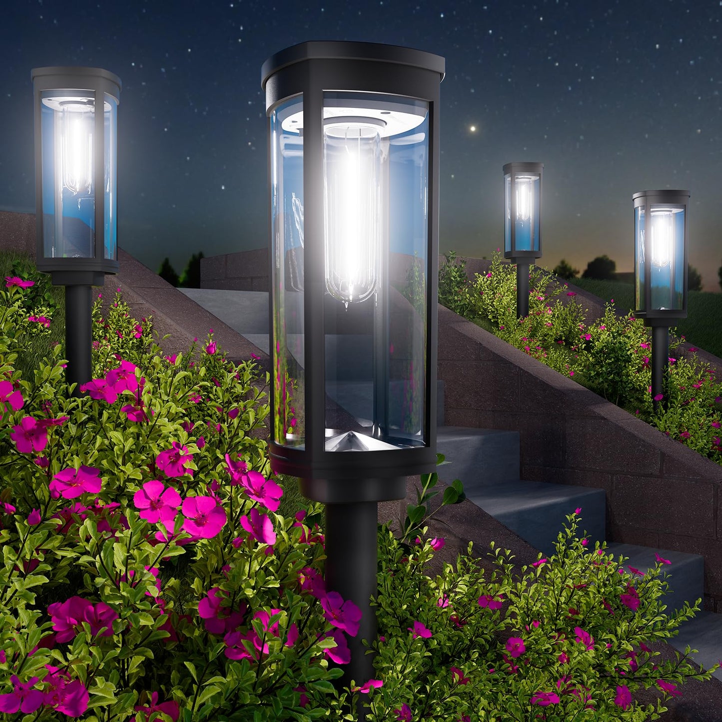 Bright Solar Pathway Lights Outdoor, 8 Pack Solar Garden Lights for Outside Waterproof IP65, Auto On/Off Outdoor Light