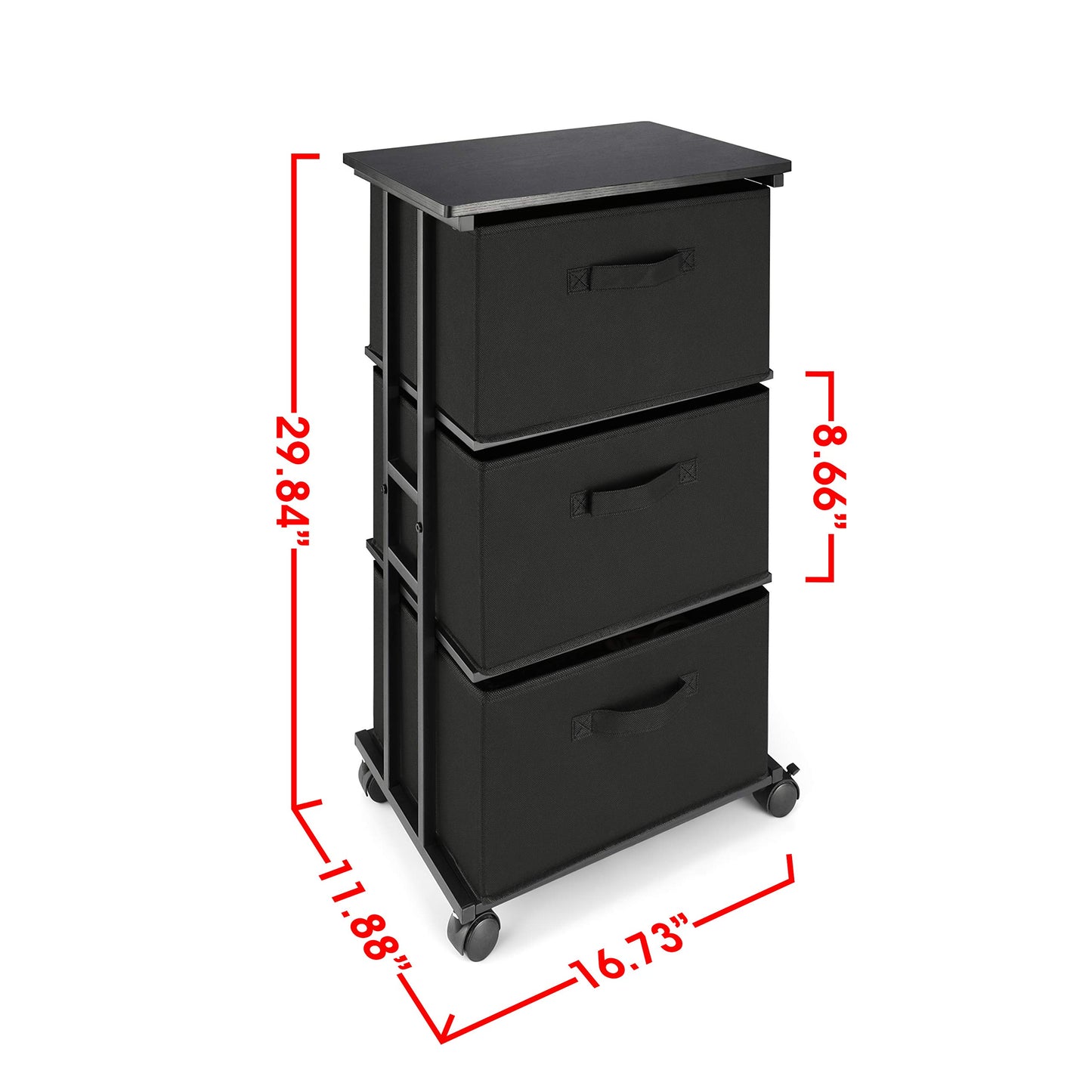 MAX Houser Dresser Storage with 3 Drawers, Fabric Dresser Tower, Vertical Storage Unit for Bedroom, Closet, Office, Black