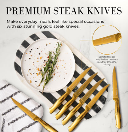 Copper Knife Set with Block - 14 PC Self Sharpening Knife Block Set