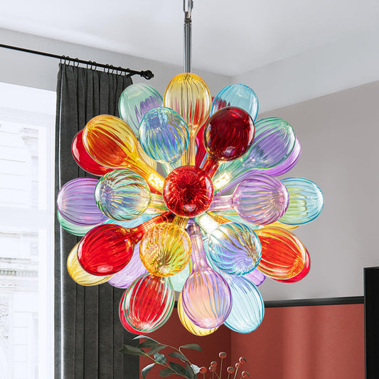 Moderner Glaskugel-Kronleuchter mit Spiralglaskugel-Pendelleuchte, Kugel-Kronleuchterglas für Esszimmer, Wohnzimmer, Küche, Insel-Foyer, Schlafzimmer-Eingang 