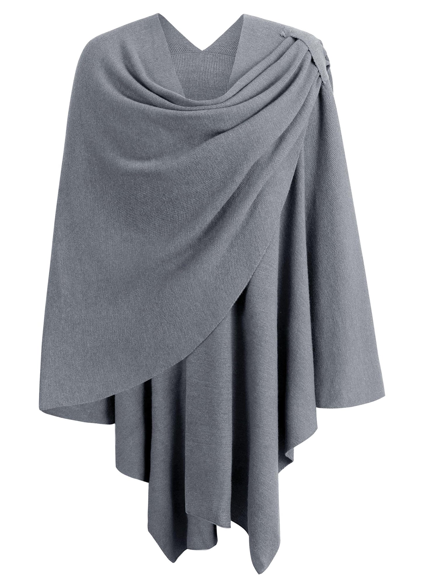 PULI Femmes Grand Poncho Croisé Sur Le Devant Pull Enveloppant Topper Tricoté Élégant Châles Cape pour l'Automne Hiver