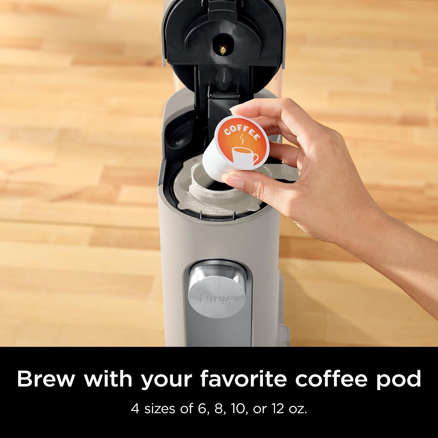 Ninja Pods & Grounds Single-Serve Coffee Maker, K-Cup Compatible, Brews Hot & Iced Coffee, Compact, 56-oz Reservoir, 6-oz Cup to 24-oz Travel Mug Sizes, PB041ST